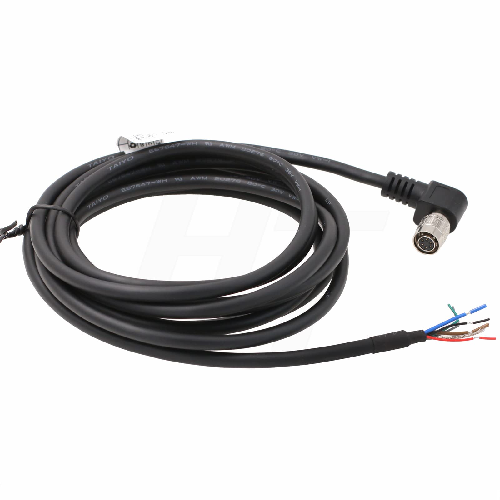 HangTon Hirose 6-Pin Right-Angle to Open End for Scanner Camera, Basler ace aviator racer runner GigE, Sony, Imaging Source, HikRobot, Baumer, AVT, Panasonic, Jai, Dalsa, HR10A-7P-6S, 1m
