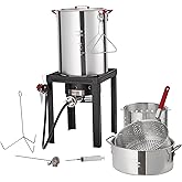 VEVOR Turkey Deep Fryer, 30-qt Turkey & 10-qt Fish Steamer Cooker Set, Outdoor Aluminum Seafood Frying Pot, 54,000 BTU Burner
