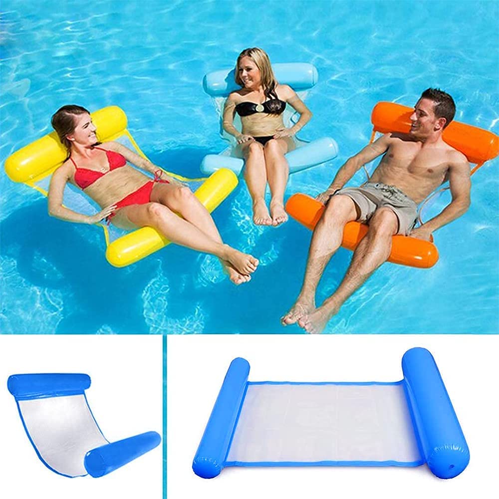 Multi Purpose Floating Water Hammock, Sinwind Inflatable Pool Float 4-in-1 Tilt Multi-Use Foldable Portable Ultralight (Sapphire Blue)