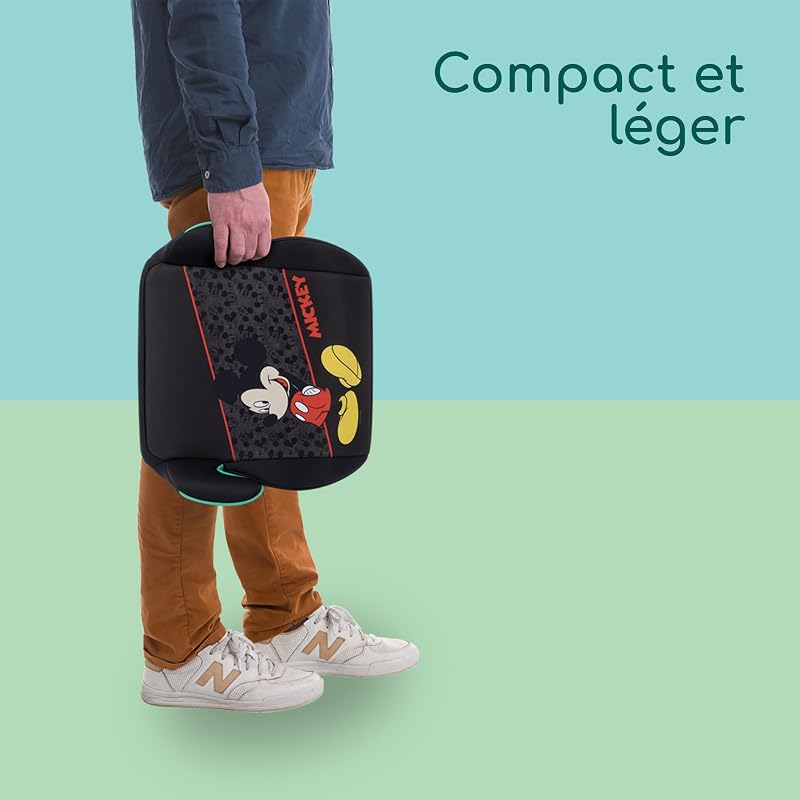 Disney Manga i-Safe, Rehausseur Voiture Enfant, Siège Auto Mickey Mouse, 6-12 ans, 128-150 cm, 22-36 kg, Léger, Installation Facile de la Ceinture, Tissu Soft-touch, Authentic Mickey