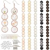 PH PandaHall 3-Consecutive Earring Blanks, 20PCS 5 Colors Round 12 mm Earring Bezel Trays Bases, 80PCS Glass Cabochons and 16PCS Brass Earring Hooks with 2 Pairs Ear Wire for DIY Jewelry Making