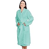 Mutenlc Kimono Lightweight Bathrobe for Women Terry Cloth Robes Microfiber Knee Length Towel Bathrobe with Hair Towel