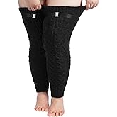 Moon Wood Plus Size Extra Long Leg Warmers for Women Winter Knitted Over Knee Thick Thigh High Socks Footless