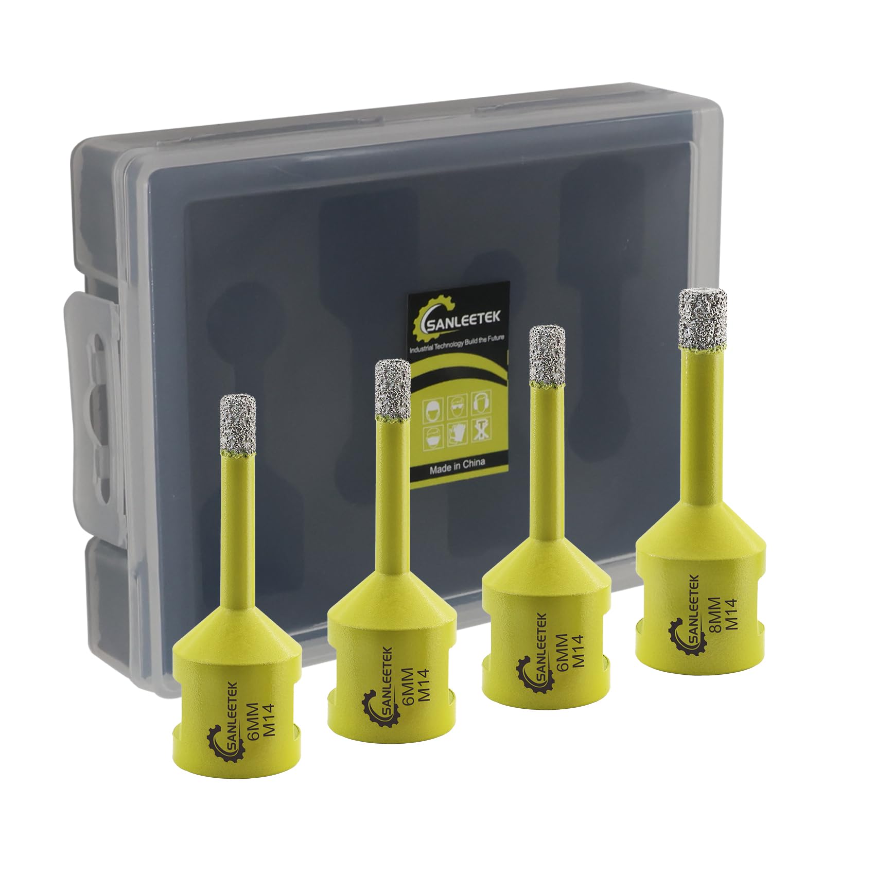 Diamond Core Drill Bits Set - 4pcs 6/6/6/8mm Diamond Hole Saw SANLEETEK for Porcelain Ceramic Tile Marble Granite Artificial Stone M14 Thread