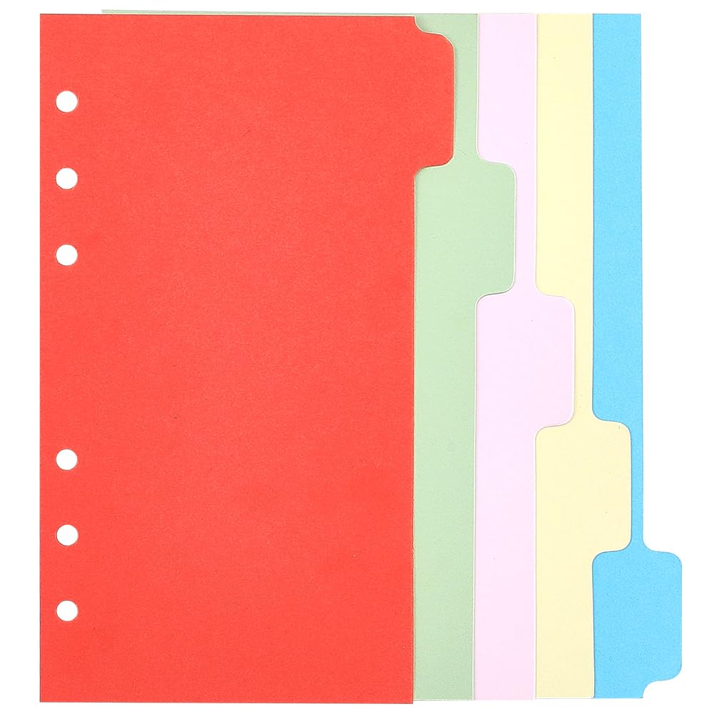 CRASPIRE 50pcs 5-Tab Binder Dividers Paper Discbound Notebook Plastic Loose Leaf Binders Index Divider Sheets Multicolor Notebook Dividers for 6 Ring Binders School Office Supplies