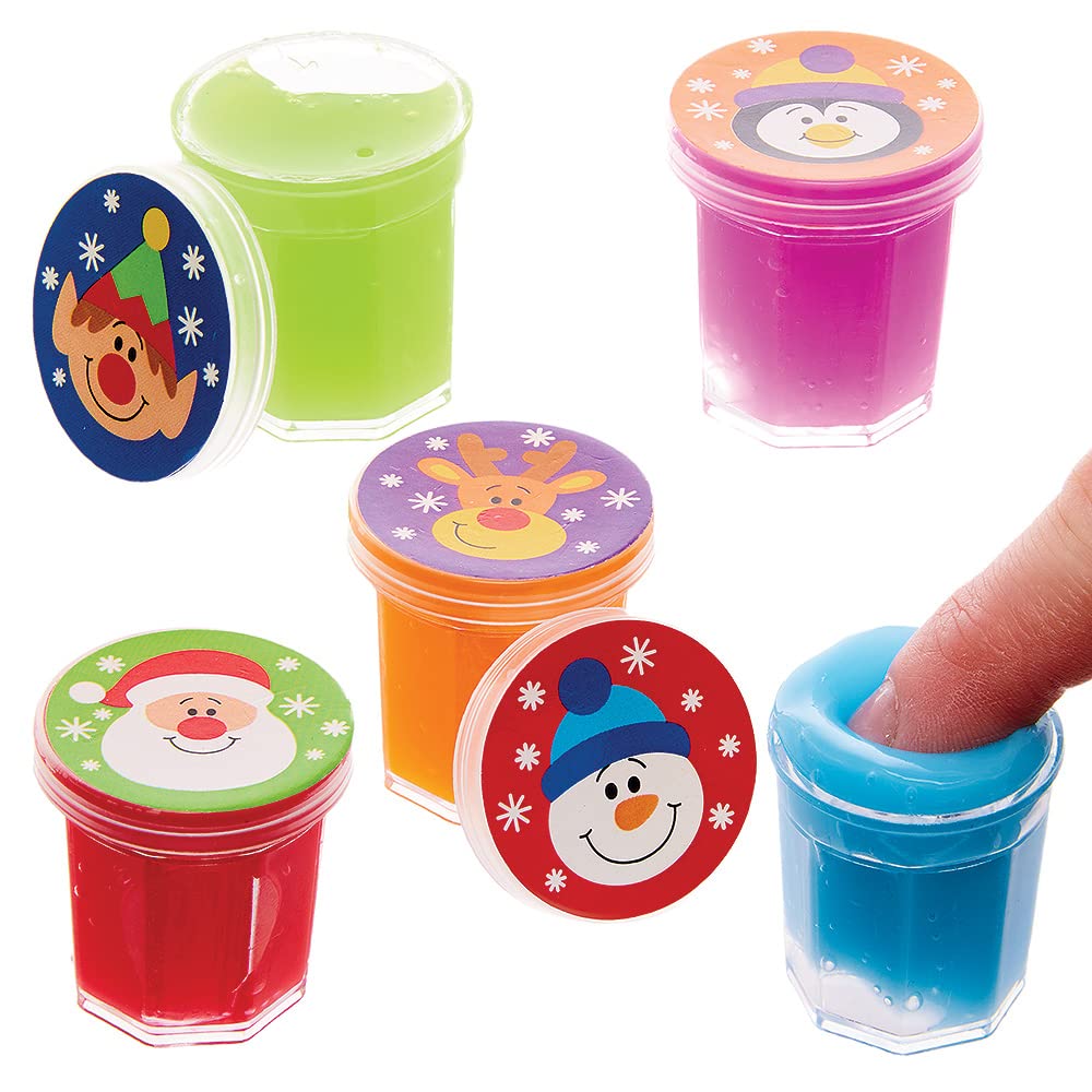 Baker Ross FX406 Christmas Chums Noise Putty - Pack of 10, Xmas Party Bag Fillers for Kids, Stocking Fillers, Noisy Slime for Children