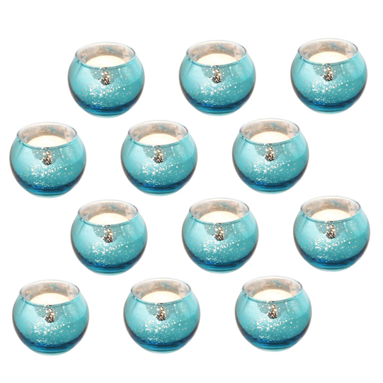 CAXUSD 12pcs Ball Glass Candle Holder Blue Candle Blue Candlesticks Round Candles Empty Tealight Cups Glass Candle Holders Stained Candleholder for Hotel Candle Cup for Decor Use