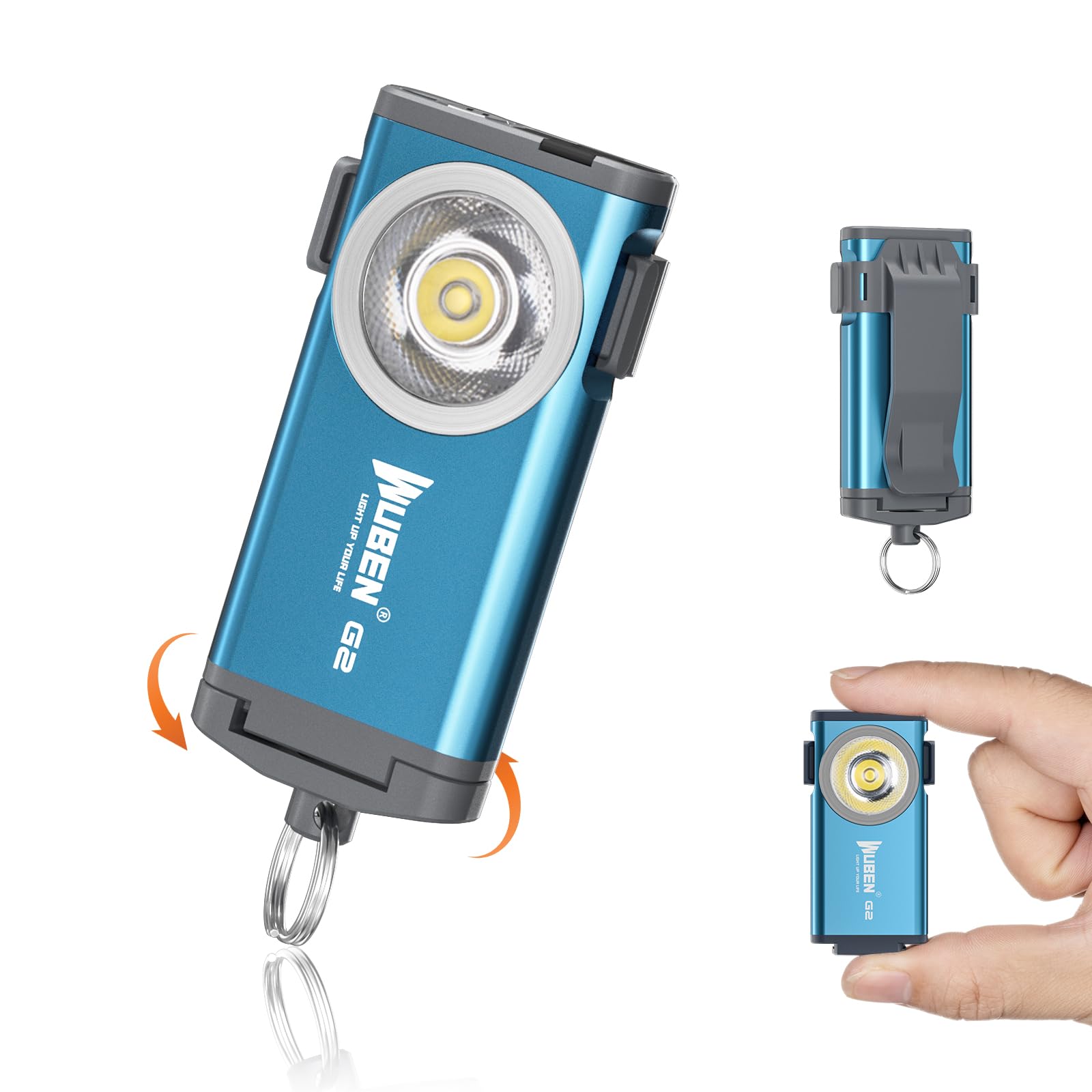 WUBEN G2 Flashlights 175° Wide Beam, Rechargeable Keychain Flashlight High Lumens with Magnet Tail and Back Clip, 5 Light Modes Mini Torch Light for Indoor, Outdoor, Dog Walking, Everyday Carry