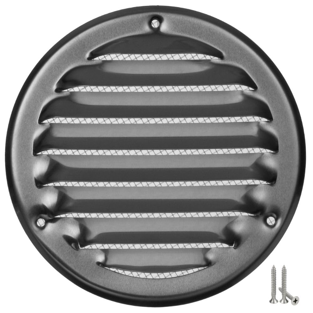 LIRAST 100mm Vent Cover Aluminium - 4 inch Wall Vent Cover with Insect Mesh - Round Ceiling Soffit Vents - External Vent Cover - Metal Ventilation Grilles - Air Vent Covers for Walls