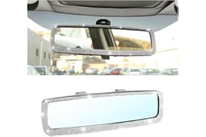 XINLIYA Bling Car Rearview Mirror, Decorations Rear View Mirror with Crystal Rhinestones & Diamonds, Car Interior Trim Access