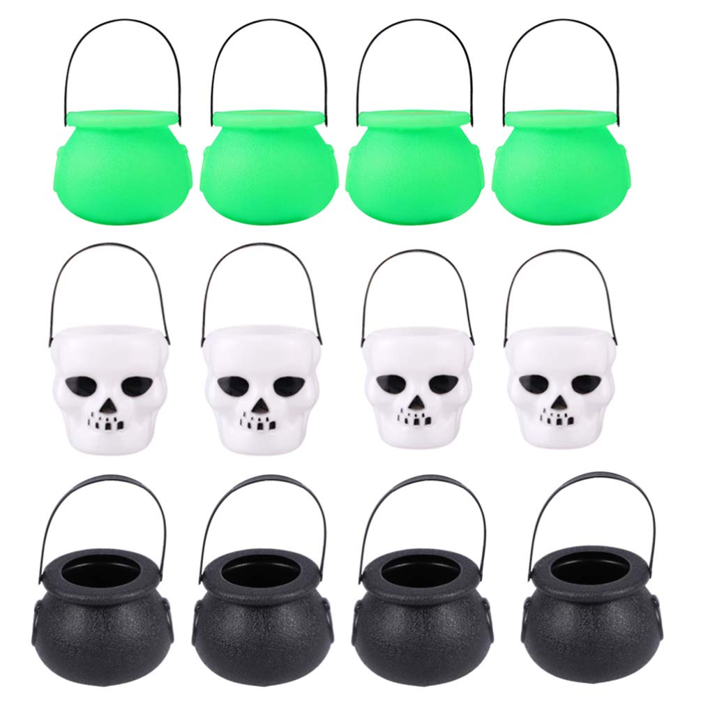 Yardwe 12pcs Halloween Candy Holder Witch Cauldron Halloween Treat or Trick Candy Holder Halloween Party Favors