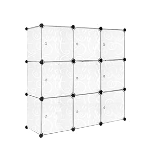 MCTECH® Sistema di Scaffali Armadi Armadio Armadio per Indumenti, Scarpe, Giocattoli e Libri (9 Confezioni, Bianco con Porte)