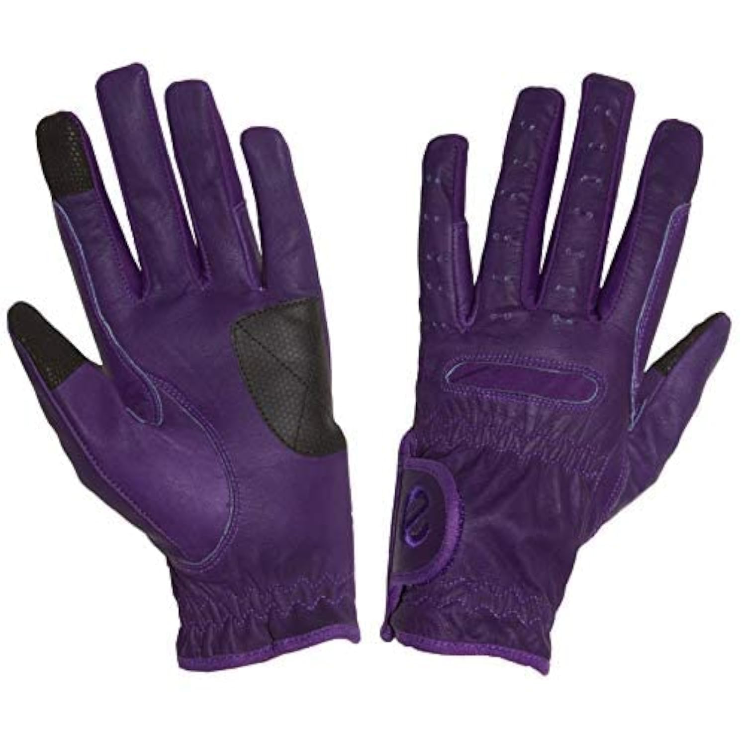 eGlove EQUEST GRIP PRO Leather Touchscreen Horse Riding Gloves (Purple, X-Large) — image 1
