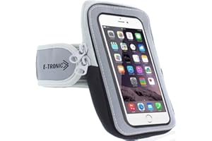 E TRONIC EDGE Universal Phone Holder for Running: Armband Sleeve Workout Gear Arm Pouch Case & Bag Compatible Apple iPhone 7 7S 8 8S Plus X XS XR MAX 11 & Galaxy Note 7 8 9 - All Plus Sized Phones Up to 6.4 Inches