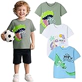 HILEELANG Toddler Boy Short Sleeve Tee Shirts Summer Cotton Casual Graphic Crewneck Tshirt Packs