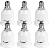 DiCUNO E12 to E26 Socket Adapter, Candelabra E12 to Medium Socket, 6-Pack | E12 to E26 Adapter for Ceiling Fan, Chandelier, Pendant Light, E12 LED Light Bulb Converter, 200W Max, 200℃ Heat Resistant