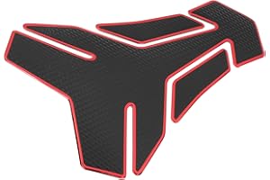 Motoforti Universal Motorcycle Gas Oil Fuel Tank Protector Pad Emblem Badge Sticker Protector Decal,Rubber PVC,Red