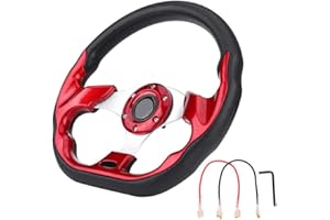 KIMISS 320mm the Latest Carbon Fiber Racing Steering Wheel Modification Mini Drifting Steering Wheel(Red)