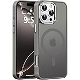Newfuture Designed for iPhone 16 Pro Case with Magnetic [13 FT Military Drop Protection] [Compatible with Magsafe] Slim Translucent Matte Shockproof with Anti-Fingerprint Phone Case,Titanium Gray