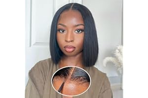 LS HAIR Wear and Go Glueless Bob Wig Human Hair Pre Plucked Short Straight Bob Wigs for Black Women Pre Cut 4x4 Lace Closure HD Transparent Glueless Lace Front Wigs Human Hair 180% Density 10 Inch
