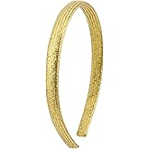 Wecoe Yellow Metallic Headband Cute Sparkly Glitter Head Bands Hair Accessories for Women Girls