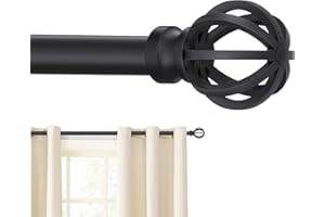 Curtain Rod for Windows 48 to 84,5/8 Inch Black Heavy Duty Metal Curtain Rods Set - Rustic Decorative Drapery Rods with Brack