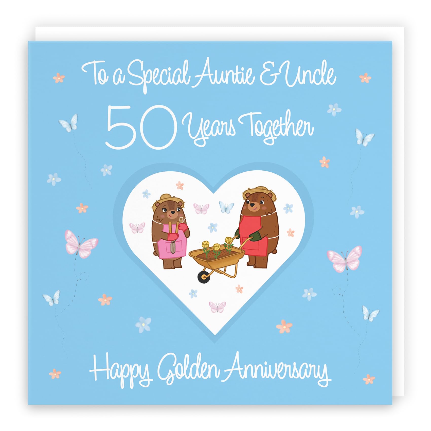 Hunts England - Auntie & Uncle 50th Anniversary Card - 50 Years - Golden Anniversary - Romantic Meadows - Fun Card - 50th Anniversary Card For Auntie And Uncle — image 1