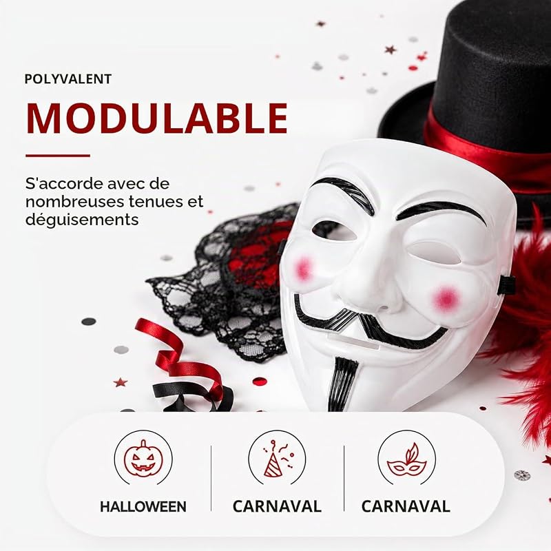 Masque Vendetta - Accessoires de déguisement pour hommes et femmes - pour le carnaval et les adultes — photo 7 sur 8