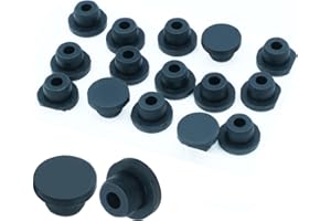 UILLCUET 18PCS 5/8 inch / 16mm Black Hole Plugs Silicone Rubber Plugs for Round Holes, Rubber Stoppers Waterproof Tube Plugs Flexible T-Type, Used for Sealing Plugs Bathtub Jet Covers, Fit for 15.2~16mm Hole