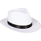 Funny Party Hats White Felt Fedora Gangster Hat - Mobster Costume Hats