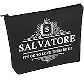 PWHAOO Vampire Tv Show Inspired Makeup Bag It's Ok To Love Them Both Cosmetic Bag Salvatore Brothers Fans Gift (LOVE THEM BOTH B)