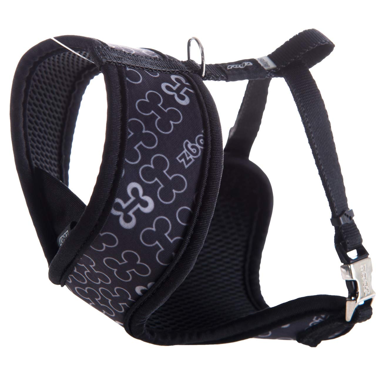 Rogz Lapz Trendy Wrapz Harness, X-Small, Black Bones