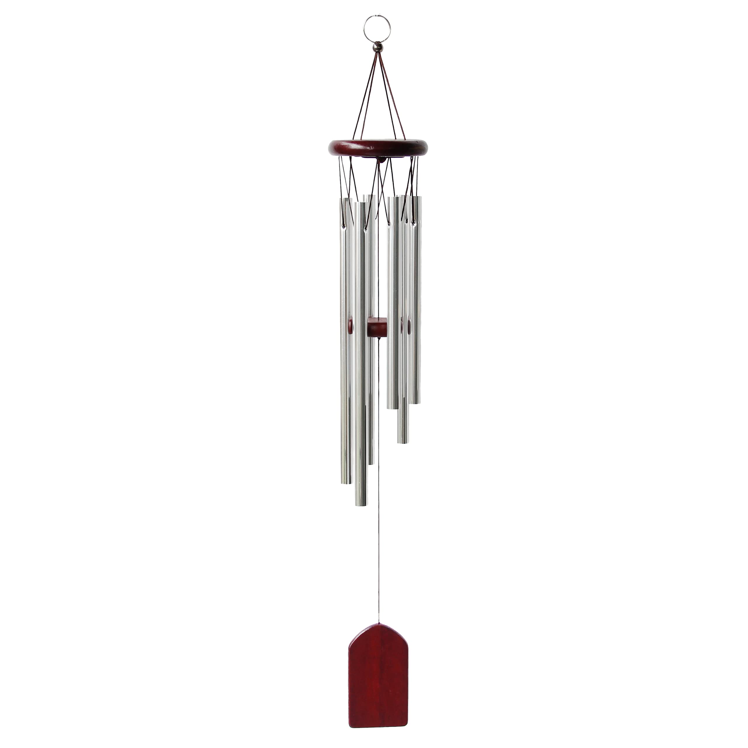 Alnicov Wind Chimes Outdoor,Small Wind Chimes Bells with 6 Aluminum Tubes,Wooden Wind Bell for Garden Patio Outdoor Red Wood Color