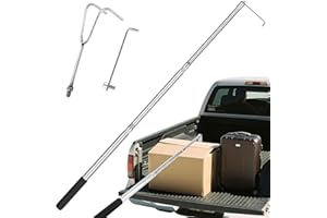 Lconvicely Bed Buddy Truck Tool – Adjustable 16-30 Inch Truck Cargo Grabber with Sturdy Steel Hook, Easy Install, Space-Saving Foldable Design, Perfect for Truck,RV, Boat & More (Double J-Hook Set)