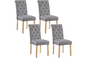 Yaheetech Dining Chairs Set of 4 Fabric Upholstered Dining Chairs High Back Padded Chairs Button Tufted Parsons Kitchen Chair