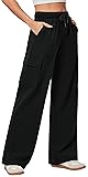 IUGA Fleece Cargo Sweatpants for Women Wide Leg