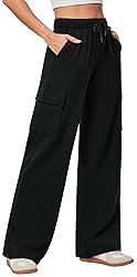 IUGA Fleece Cargo Sweatpants for Women Wide Leg