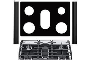 RUNZI Stove Cover, Stove Covers Reusable Gas Range Protectors for Samsung Gas Range,0.3mm Reusable Gas Stove Burner Covers with 2PCS Silicone Stove Counter Gap Cover Long & Wide Gap Filler,Black-3pcs