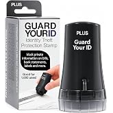 Identity Theft Protection Roller Stamp, Guard Your ID, Black | Pre-inked, 1,000 impressions per roller, covers 3 lines per pass, works on paper, envelopes, prescription labels, twist cap