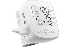 COVERICH Blood Pressure Monitor Adjustable Wrist Cuff Digital Machine 2x90 Readings Voice Broadcast Detector with Carrying Case Portable for Home Use White