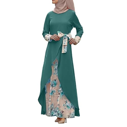 DOPRISIC Abayas For Women Muslim With Hijab,   Floor Length Robes  for Women Muslim Dress Kaftan Abaya Robe Ramadan Prayer Clothes Islam Dubai Outfits  Green Small in Kenya | Whizz