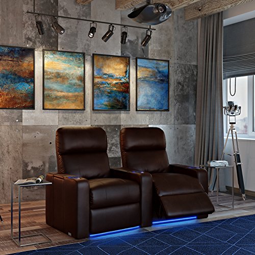 Turbo XL700 Home Theater Seating Octane Brand Brown Leather Power