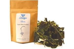 CENALGA Atlantic Organic Certified (IOFGA) Wakame (Alaria) Whole Leaf - sun-dried - Pure - Vegan - Sustainably hand harvested from wildcrafted seaweed - We avoid Plastic Pouch