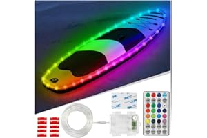 Kayak Paddle Board Lights Kit, IP68 Waterproof Dream Color SUP Glow Lights with Remote, Battery Powered Kayak Lighting for Ni