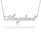 AOLO Angelina Heart Name Necklace Silver Stainless