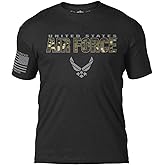 7.62 Design US Air Force Camo Text Men's T-Shirt Heather Black