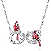 Cardinal Necklace Sterling Silver Infinity Red Cardinal Pendant Sympathy Memorial Jewelry Gifts for Women