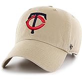 47 Brand MLB Khaki Primary Logo Clean Up Adjustable Strap Baseball Dad Hat Cap, Adult One Size Fits All