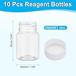 PATIKIL 10 Pcs 50ml Reagent Bottles, PET Wide Mouth