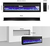 INMOZATA 102cm Electric Fire Wall Mounted Freestanding 900W 1800W Black view 2